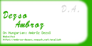 dezso ambroz business card