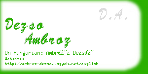 dezso ambroz business card